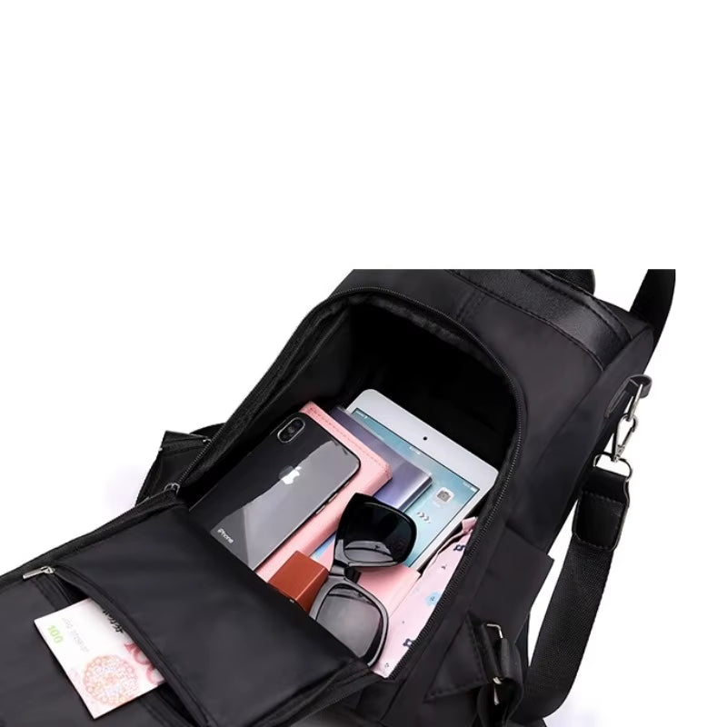 Anti-Theft Backpack Women'S Bag 2024 New Korean Version Trendy Fashion Bag Nylon Canvas Oxford Cloth Backpack