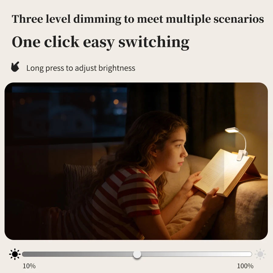 Rechargeable LED Clip-On Desk Lamp with Eye Protection - Adjustable 3-Color Lighting for Study and Reading